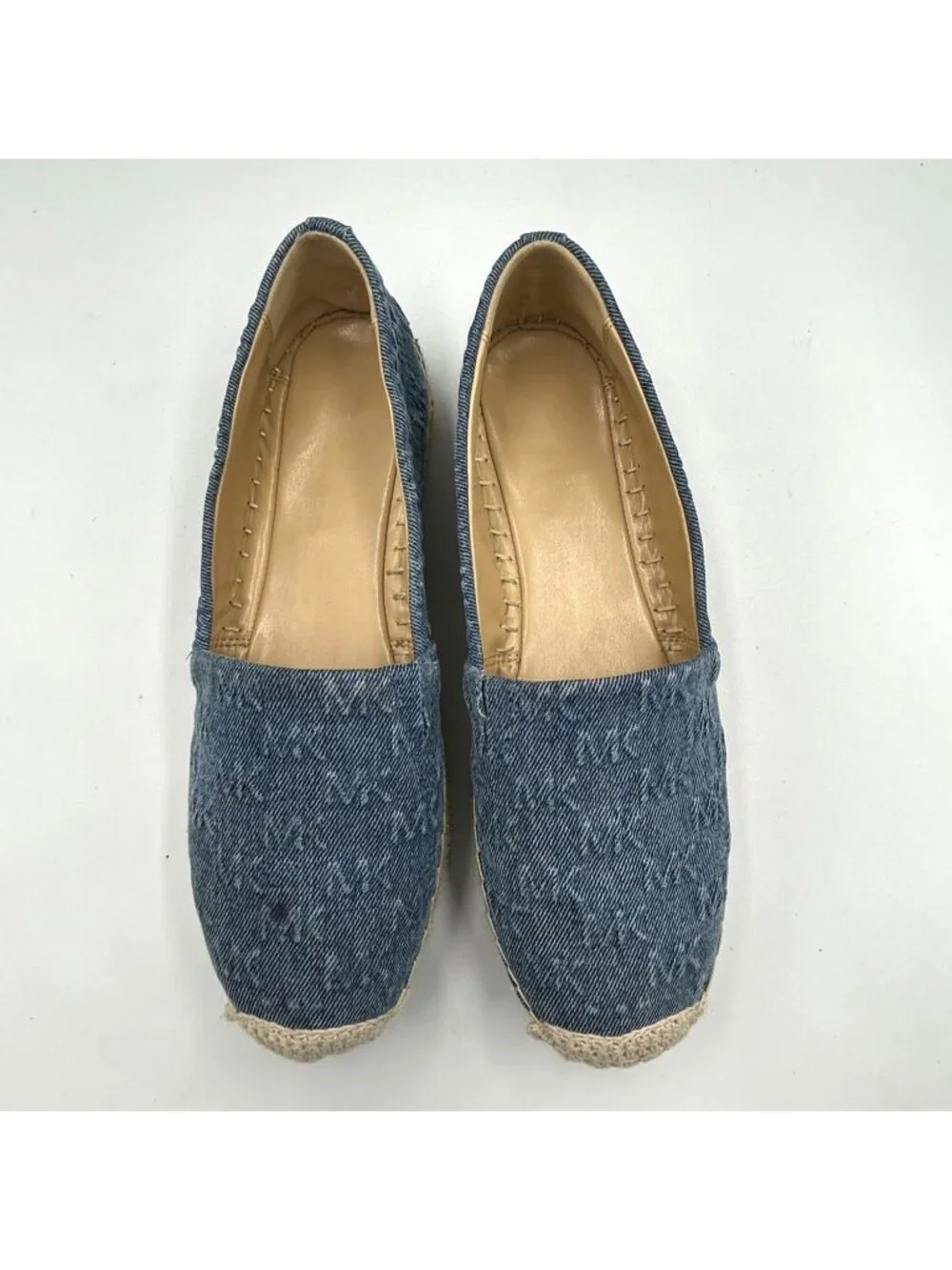 Michael Kors Women's Blue Denim Lynn Espadrille Slip on Flats Shoes Size 11 3621